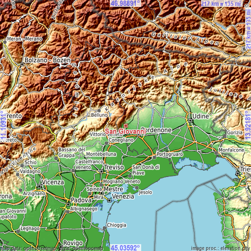 Topographic map of San Giovanni