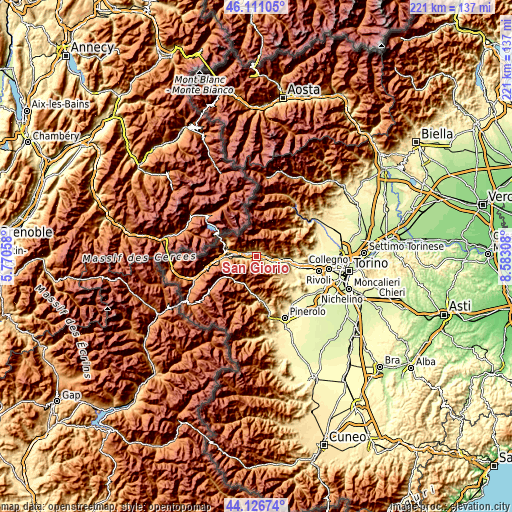 Topographic map of San Giorio