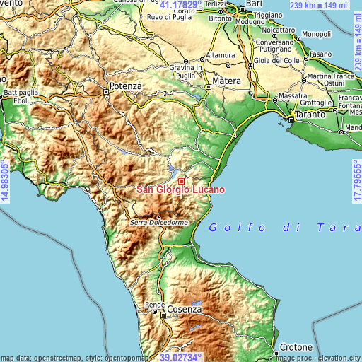 Topographic map of San Giorgio Lucano