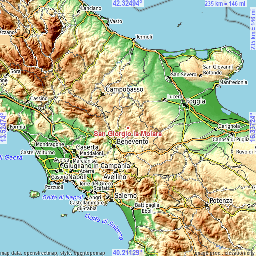 Topographic map of San Giorgio la Molara