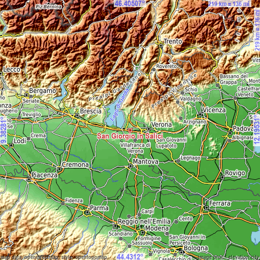 Topographic map of San Giorgio in Salici