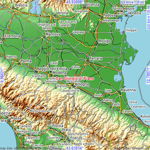 Topographic map of San Giorgio di Piano