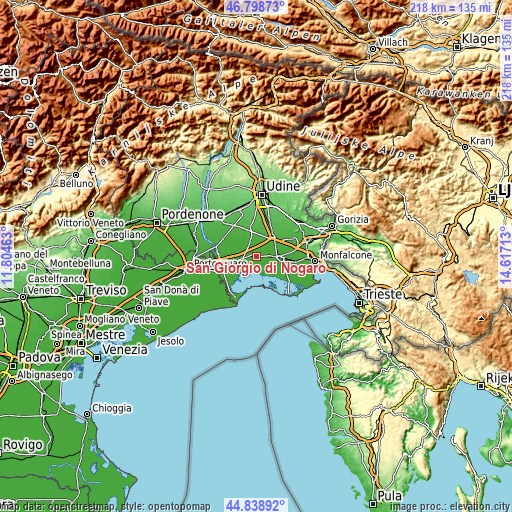 Topographic map of San Giorgio di Nogaro