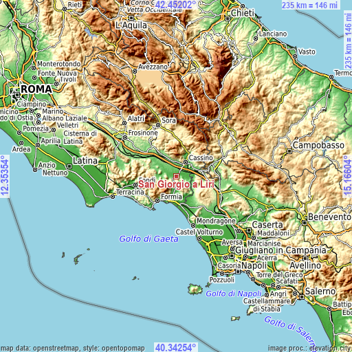 Topographic map of San Giorgio a Liri