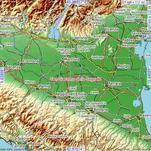 Topographic map of San Giacomo delle Segnate