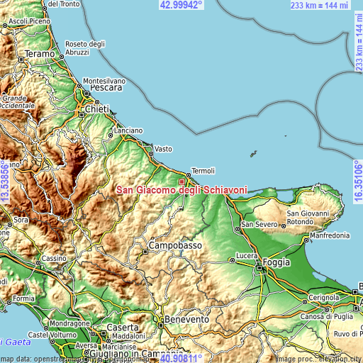 Topographic map of San Giacomo degli Schiavoni