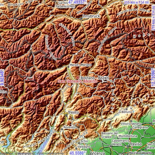 Topographic map of San Genesio Atesino