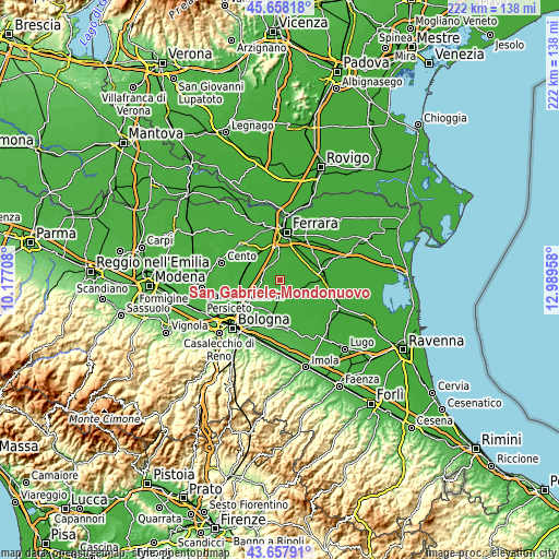 Topographic map of San Gabriele-Mondonuovo