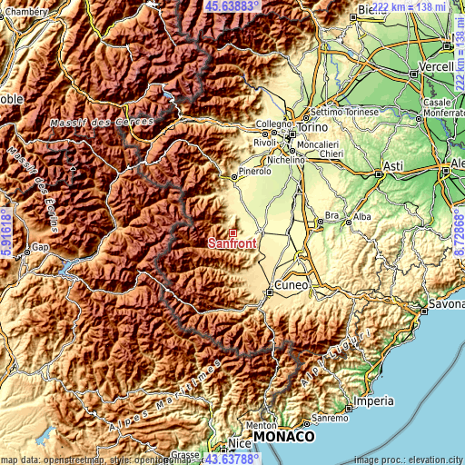 Topographic map of Sanfront