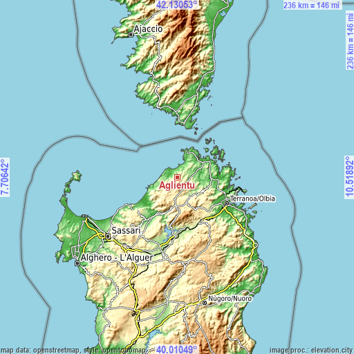 Topographic map of Aglientu