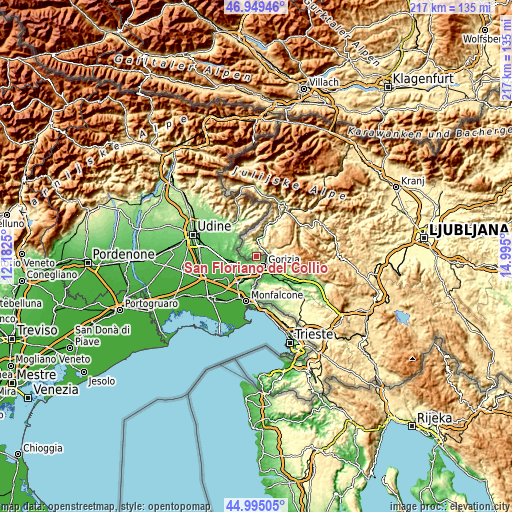 Topographic map of San Floriano del Collio