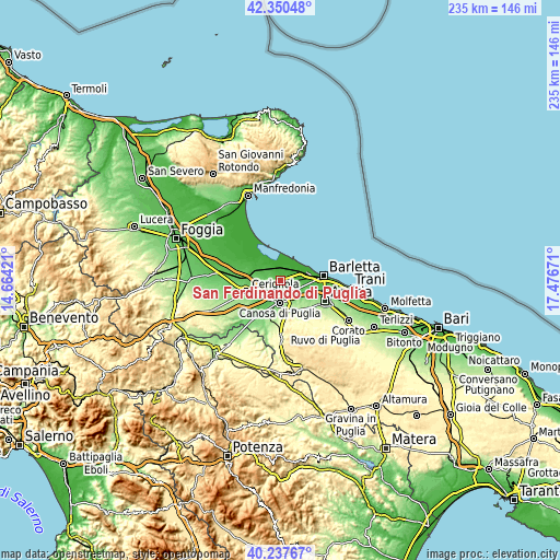 Topographic map of San Ferdinando di Puglia