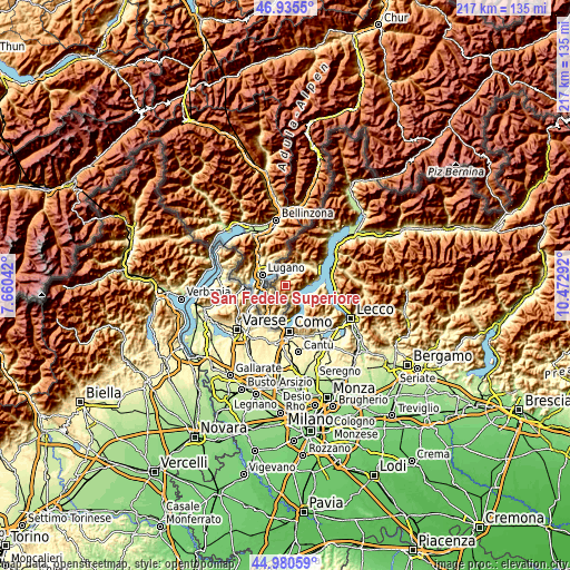 Topographic map of San Fedele Superiore