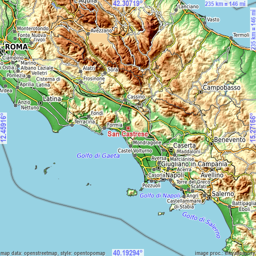 Topographic map of San Castrese