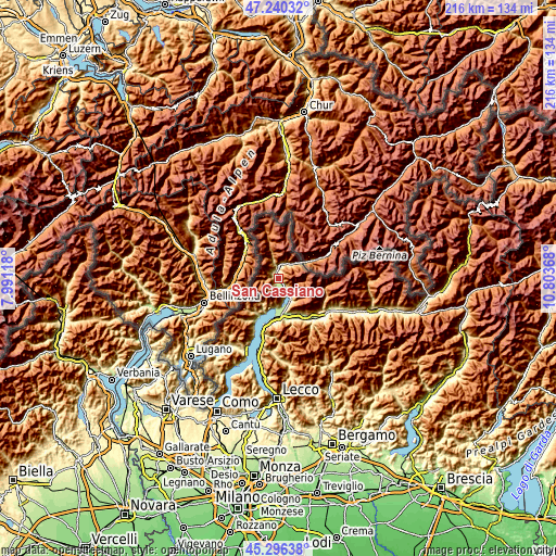 Topographic map of San Cassiano