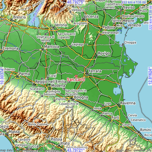 Topographic map of San Carlo