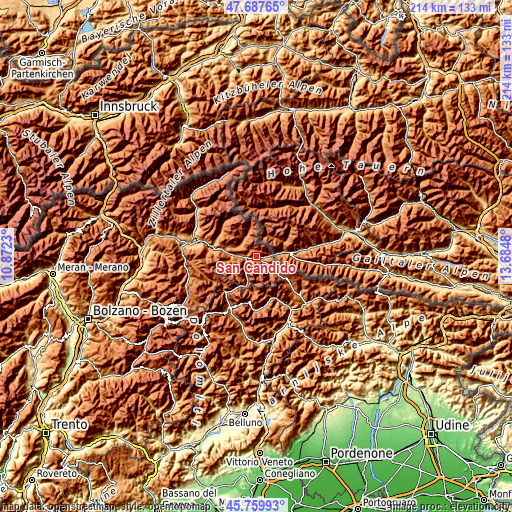 Topographic map of San Candido