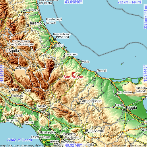 Topographic map of San Buono