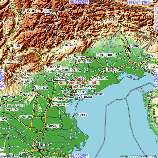 Topographic map of San Biagio di Callalta