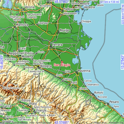 Topographic map of San Biagio