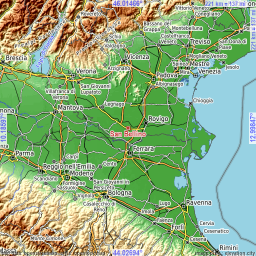 Topographic map of San Bellino