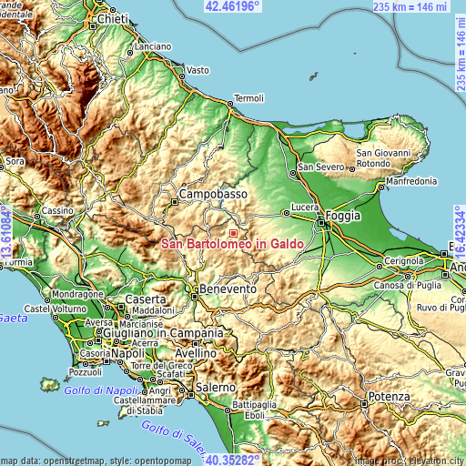 Topographic map of San Bartolomeo in Galdo