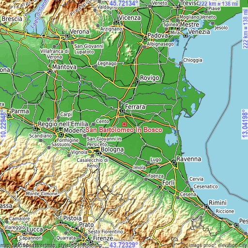 Topographic map of San Bartolomeo In Bosco