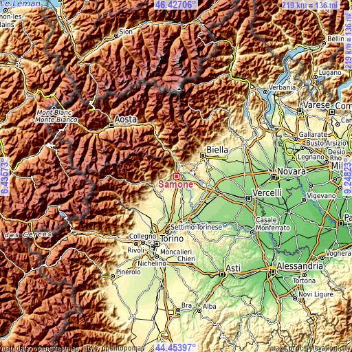 Topographic map of Samone