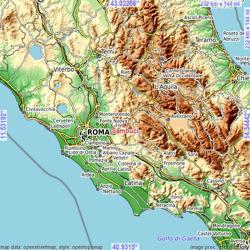 Topographic map of Sambuci