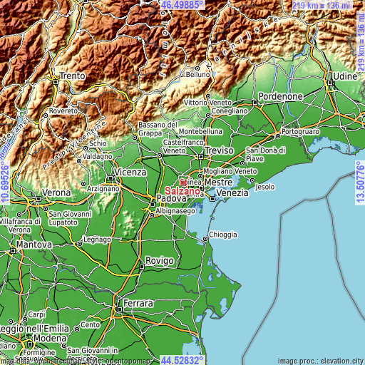 Topographic map of Salzano