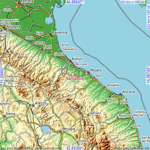 Topographic map of Saludecio