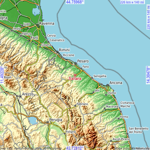 Topographic map of Saltara