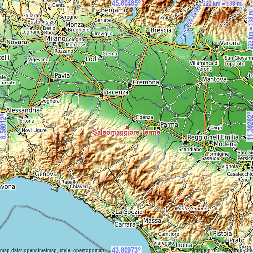 Topographic map of Salsomaggiore Terme