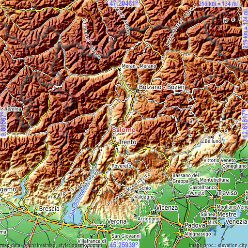 Topographic map of Salorno