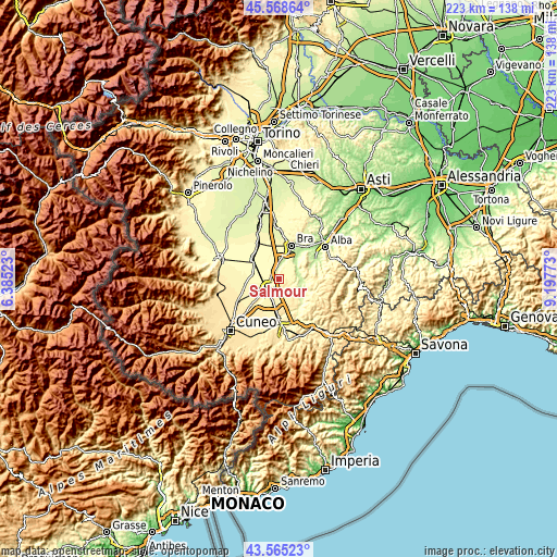 Topographic map of Salmour