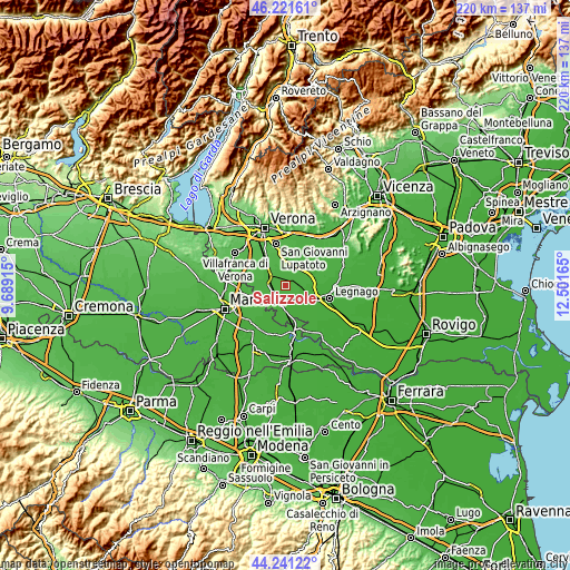 Topographic map of Salizzole