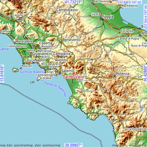 Topographic map of Salitto-Valle