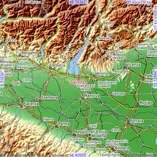 Topographic map of Salionze