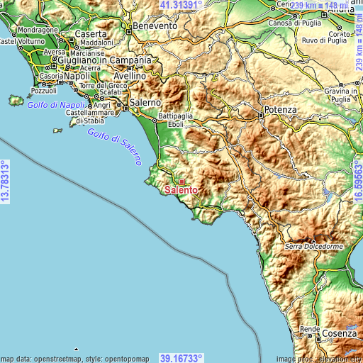 Topographic map of Salento