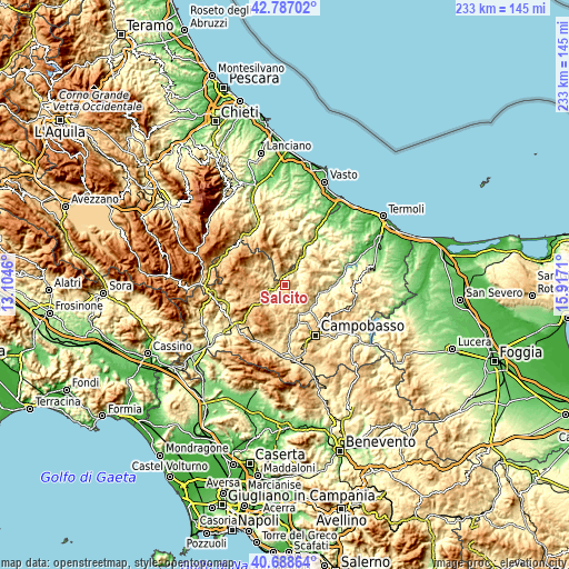 Topographic map of Salcito