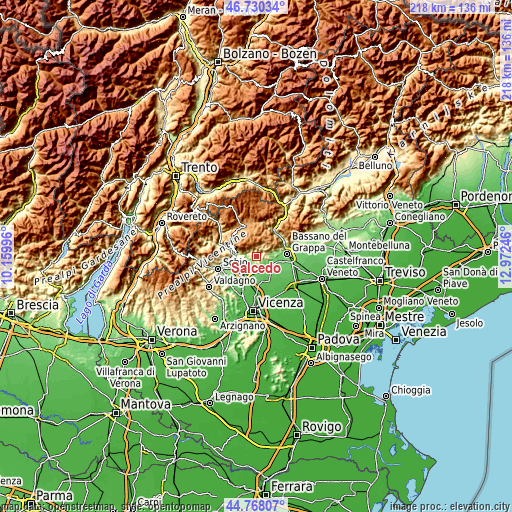 Topographic map of Salcedo