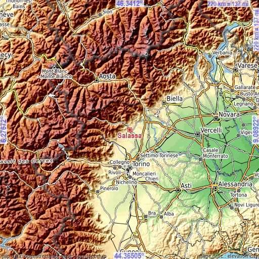 Topographic map of Salassa