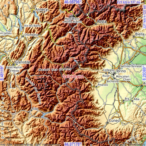 Topographic map of Salbertrand