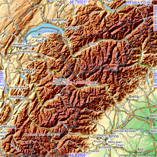 Topographic map of San Leonardo