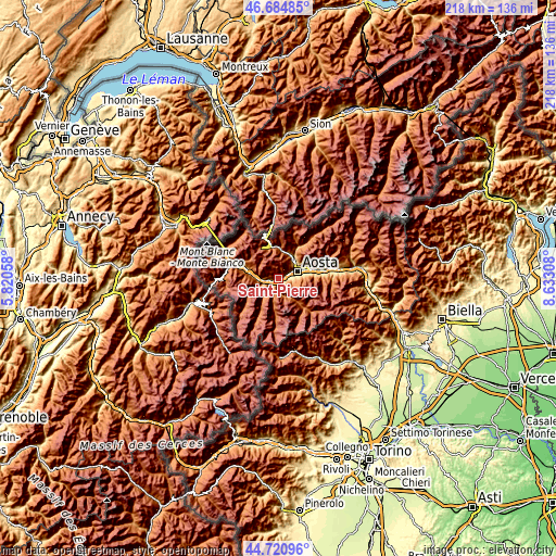 Topographic map of Saint-Pierre