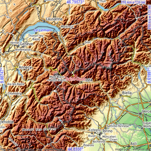 Topographic map of Saint-Oyen