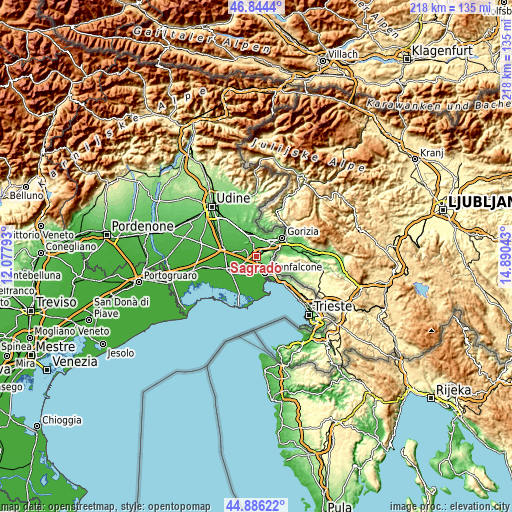 Topographic map of Sagrado