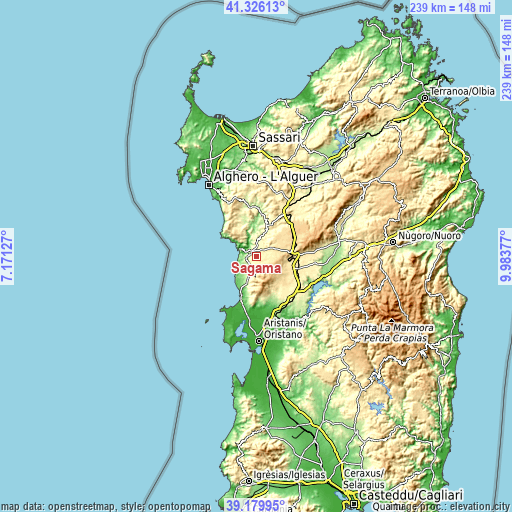 Topographic map of Sagama