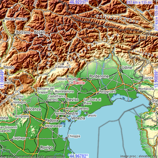 Topographic map of Sacile