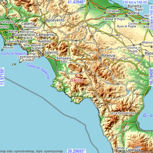 Topographic map of Sacco